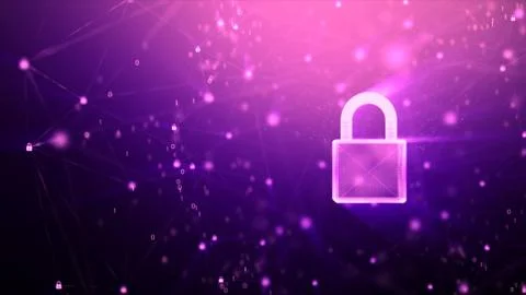 3D Padlock with connection line, with lighting shallow depth of field and gli Stock Illustration