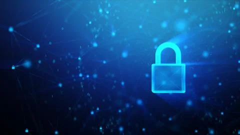 3D Padlock with connection line, with lighting shallow depth of field and gli 스톡 일러스트
