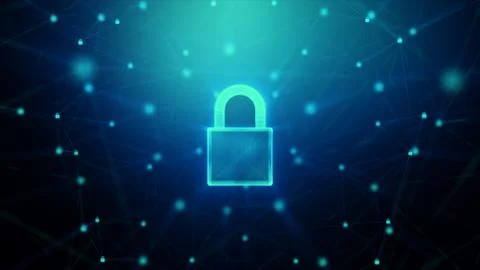 3D Padlock with connection line, with lighting shallow depth of field and gli Foto stock