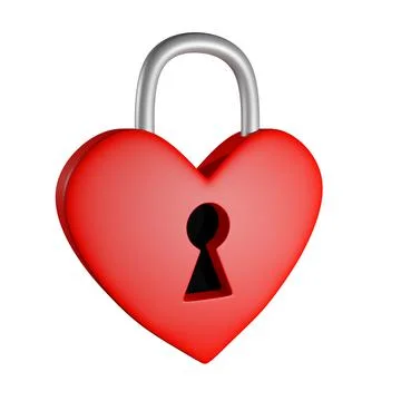 3D padlock in the form of heart isolated on white background Stock Illustration