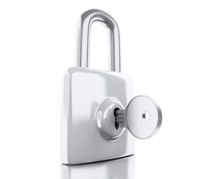 3d Padlock with key. Security concept. Stock Illustration