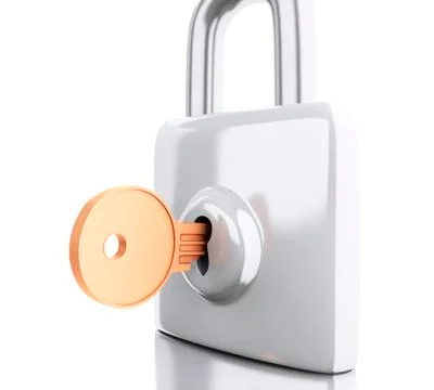 3d Padlock with key. Security concept. Stock Illustration