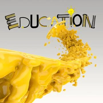 3d paint color splash with design word education as concept Stockillustratie