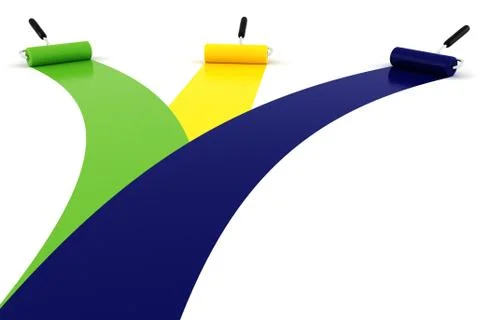 3d paint rollersm on white background Stock Illustration