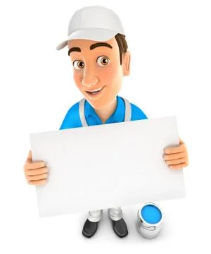 3d painter holding a billboard Stock Illustration