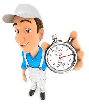 3d painter holding a stopwatch Stock Illustration