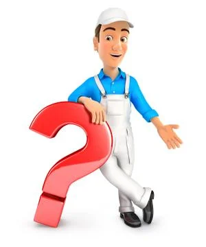 3d painter leaning against question mark Stock Illustration