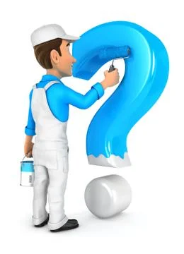 3d painter painting question mark Illustrazione stock