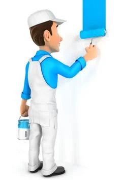3d painter painting wall Stock Illustration