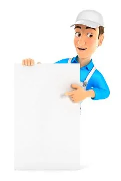 3d painter pointing to vertical board Stock Illustration
