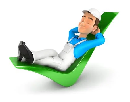 3d painter relaxed on a check mark Stock Illustration