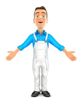 3d painter standing with open arms Stock Illustration