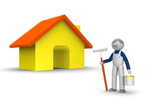 3d painter on white background Stock Illustration