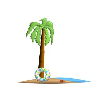 3D palm sea Stock Illustration