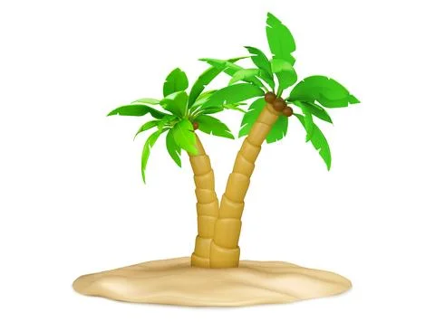 3d palm tree on summer beach island icon vector Stock Illustration