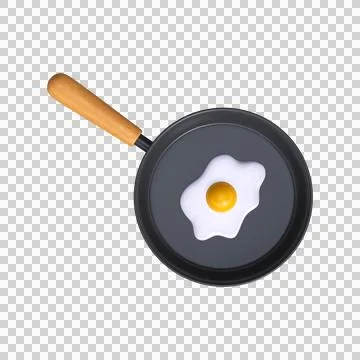 3d pan with fried egg. Omelet for breakfast, top view. Stock Illustration