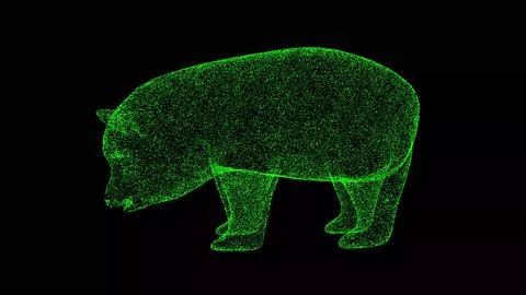 3D Panda rotates on black background. Zoo Park concept. Wild animals. Busines Illustrazione stock