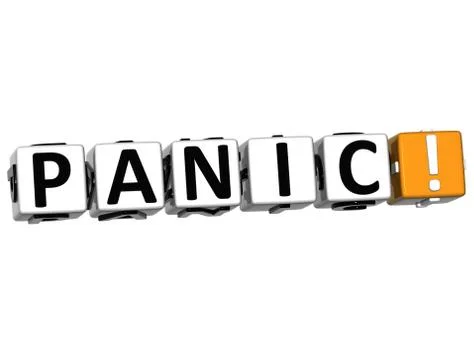 3d panic block text  on white Stock Illustration