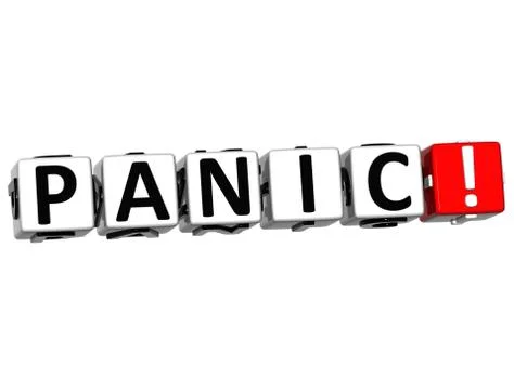 3d panic block text  on white Stock Illustration