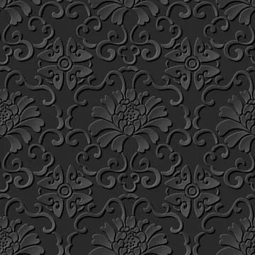 3D paper art pattern botanic spiral vine flower イラスト素材