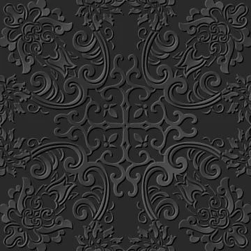 3D paper art pattern botanic spiral cross flower イラスト素材