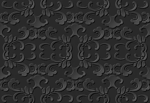 3D paper art pattern botanic curve spiral cross flower Stock Illustration