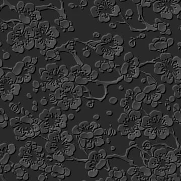 3D paper art pattern cross plum flower blossom Stock Illustration