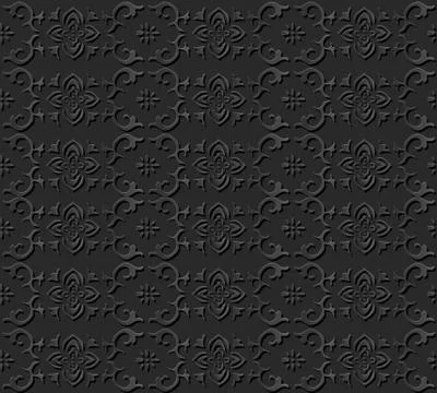 3D paper art pattern cross spiral frame flower Stock Illustration