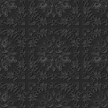 3D paper art pattern cross spiral vine flower イラスト素材