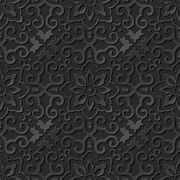 3D paper art pattern cross spiral frame flower Stock Illustration