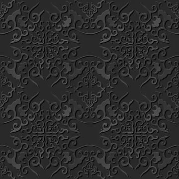 3D paper art pattern cross curve spiral kaleidoscope Stock Illustration