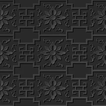 3D paper art pattern cross geometry frame flower Illustrazione stock