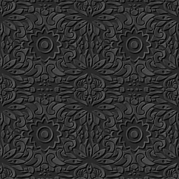 3D paper art pattern curve round cross flower kaleidoscope イラスト素材