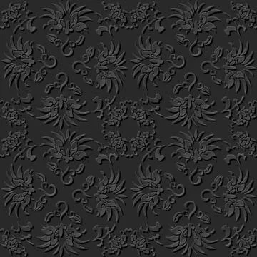 3D paper art pattern curve spiral round cross flower vine イラスト素材