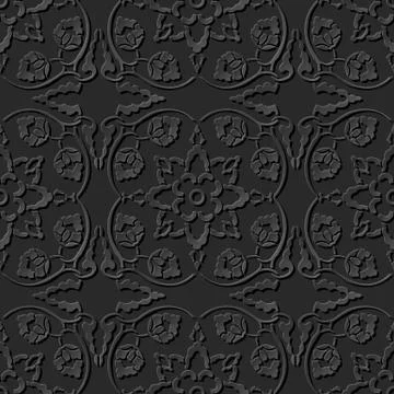 3D paper art pattern Curve Spiral Cross Vine Flower Stock Illustration