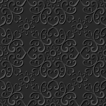 3D paper art pattern curve cross spiral frame flower Stock Illustration