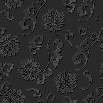 3D paper art pattern curve spiral botanic flower Stock Illustration