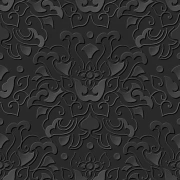 3D paper art pattern curve spiral flower frame Stock Illustration