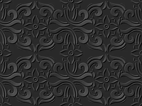 3D paper art pattern curve cross spiral flower イラスト素材