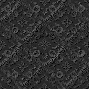 3D paper art pattern curve spiral cross chain flower Stock Illustration