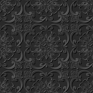 3D paper art pattern curve spiral cross flower Stock Illustration