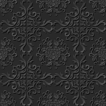 3D paper art pattern curve vine leaf flower Stock Illustration