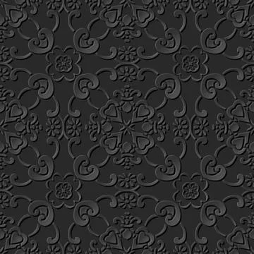 3D paper art pattern curve cross frame flower イラスト素材