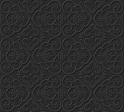 3D paper art pattern curve spiral cross frame flower Stock Illustration