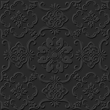 3D paper art pattern curve spiral cross flower Stock Illustration