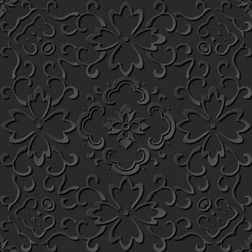 3D paper art pattern curve cross vine flower Stock Illustration