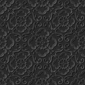 3D paper art pattern curve spiral cross flower 스톡 일러스트