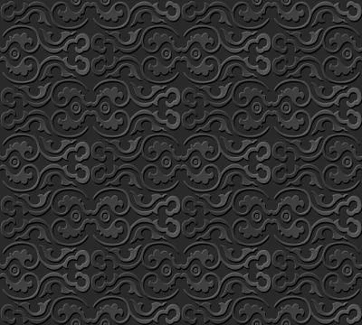 3D paper art pattern curve spiral round frame Illustrazione stock