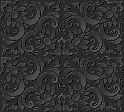 3D paper art pattern curve spiral cross flower イラスト素材