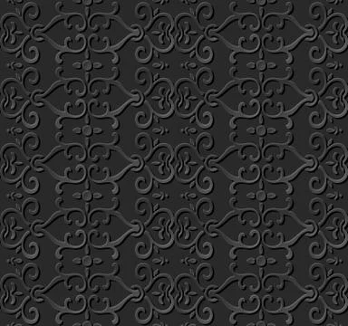 3D paper art pattern curve spiral chain flower イラスト素材